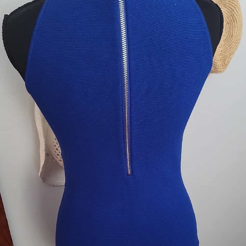 Olivaceous Vibrant Blue Bodycon  Halter Mini Dress - Picture 8 of 9